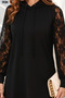 New Season Women's Hooded Lace-Up Short Dress Lace Detailed Viscose Model - 5
