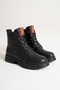 Women's Genuine Leather Zippered Lace-Up Casual Boots - Black - 4