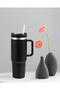 Black Stainless Steel Thermos with Straw 1200ml - 5