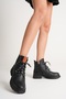 Women's Genuine Leather Zippered Lace-Up Casual Boots - Black - 2