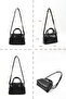 Crinkled Textured Black Shk184 Faux Leather, Single Compartment with Zipper, Strap Hand, Arm and Shoulder Bag - 7