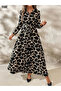 New Season Women's Long Sleeve Collared Buttoned Dress Patterned Belted Single Jersey Model - 2