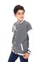 Anthracite Boys' College Collar Snap Closure Pocket Low Shoulder Printed Color Block Knitted Cardigan - 3