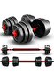 Adjustable Dumbbell & Barbell Set - Black/Red, 2-in-1 - 2