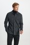 Comfort Fit Relaxed Fit Shirt Collar Patterned Bag Pocket Black Shirt Jacket - 3