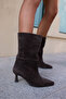 Colette Women's Brown Genuine Leather Suede Unlined Heel Boots - 7