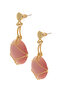 Women's Studded Model Gold Color Wire Wrap Design Cat's Eye Earrings Dried Rose - 7