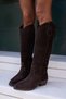 Castro Women's Brown Genuine Leather Suede Zippered Western Boots - 4