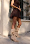 PERRI WOMEN'S TAUPE GENUINE LEATHER SUEDE HALF UNLINED HEEL BOOTS - 8