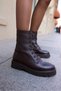 Zuri̇h Women's Brown Genuine Leather Lace-Up Eva Sole Boots - 6