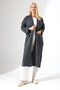 Women's Anthracite Gray Long Oversized Pocket Comfortable Fit Knitwear Cardigan - 2