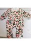 Baby Girl Suit Floral Printed Balloon Sleeve Bandana Jumpsuit 100% Cotton - 7