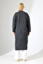 Women's Anthracite Gray Long Oversized Pocket Comfortable Fit Knitwear Cardigan - 8