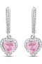 Women's Steel Zircon Stone Heart Earrings Pink