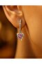 Women's Steel Zircon Stone Heart Earrings Pink - 2