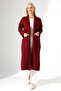 Women's Burgundy Long Oversized Pocket Comfortable Fit Knitwear Cardigan - 4