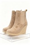 Luxury Women's Crepe Sole Elastic and Zippered Wedge Heel Boots & Bootie Chelsea Style Ankle Length - 5
