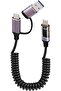 100W PD USB-C Fast Charging Coiled Cable with LED Display (2-in-1 A-to-C & C-to-C, 4ft)