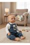 Unisex Teddy Bear Baby Jeans Salopet with Teddy Bear 2 Pieces - 2