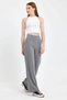 Women's Gray High Waist Pocket Palazzo Wide Leg Crepe Fabric Casual Trousers Sweatpants - 2