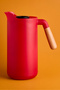 Lotus Nordic Bamboo Handle Glass Vacuum Thermos 1000 ml Red