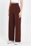 Women's Brown High Waist Pocket Palazzo Wide Leg Crepe Fabric Casual Trousers Sweatpants