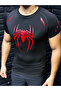 Detailed Black Compression T-Shirt – Spider Printed and Printed Arms - 3