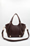 Women's Brown Belt Handle Detailed Zippered Lined Handbag and Shoulder Bag - 2