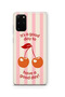 Samsung Galaxy S20 Plus Compatible Cherry Pattern Transparent Phone Case