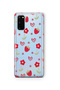 Samsung Galaxy S20 Compatible Strawberry and Heart Pattern Transparent Phone Case
