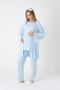 Women's Blue Lace Detailed Long Sleeve Special Design Maternity Maternity Dressing Gown Pajama Set - 4