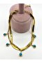 Steel Gold Color Blue Beaded Bracelet - 5