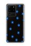 Samsung Galaxy S20 Ultra Compatible Blue Flower Pattern Transparent Phone Case