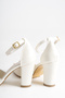 Women's Pearl Embellished Thick Heel Wedding Shoes - 9 cm - 6