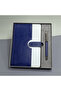 Lwlhmrs-Ieg Ieg ™   Blue and White Leather Cover Notebook and Metal Pen Set