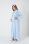 Blue Shawl Collar Jacquard Full Length Winter Long Sleeve Special Design Maternity Nightgown Nightgown Set of 2