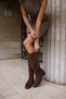 Beli̇ns Women's Brown Suede Riding Boots - 4