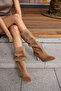 Perri̇ Women's Taba Tutun Real Suede Half Unlined Heel Boots - 7