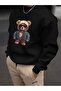 Men's Relaxed Fit Two Thread Sweatshirt Hooded Bear Ba Printed Okak Fashion Casual Style