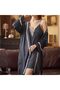 Women Robe Sleepwear 2-Piece Satin Nightgown Long Kimono Dressing Gown with Strap MG17 - 5