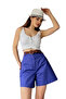 Comfortable Fit Belted Mom Shorts - Blue