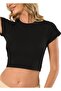 Women's Black Half Sleeve Zero Neck Crop 1 Piece Code 636 - 3