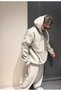 Battal Size 3 Yarn-Embellished Large Size Hooded Cotton Loose Fit