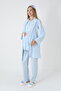Women's Blue Shawl Collar Special Design Winter Maternity Dressing Gown Pajama Set 3-Piece Set - 2