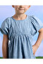 Girls Blue Printed Denim Dress - 4