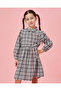 Girls Black And White Checkered Yarn Dyed Check Dress