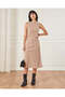 Women Beige Ribbed Midi Dress