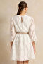 Women White Jacquard Dress - 3