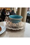 Porcelain Cup Set Copper Nickel Plated Heart Flower Patterned Copper Cup Set for 2 People - 4