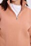 Women's Relax Fit Comfortable Cut Cotton Fleece Inside Half Zipper Yavruağzı D Mock Neck Sweatshirt - 3